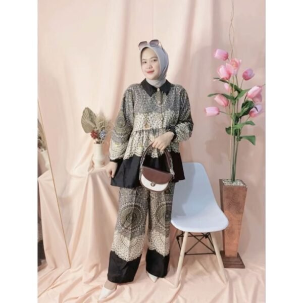 Setelan Qiara Batik Premium - Daily Set - Oneset Wanita Kekinian Celana Kulot LD120