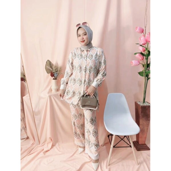 Set Wanita Zega Rayon Premium Kekinian Kancing LD125