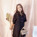 Daster Wanita Ashiya Polos Busui Kancing Serut Pinggang Viral - Gambar 4