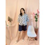 Setelan Wanita Lyllia Rayon Premium - Oneset Celana Pendek Busui Viral LD120 - Gambar 6